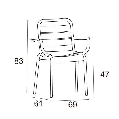 Silla de plástico Karen en plástico apto para exterior