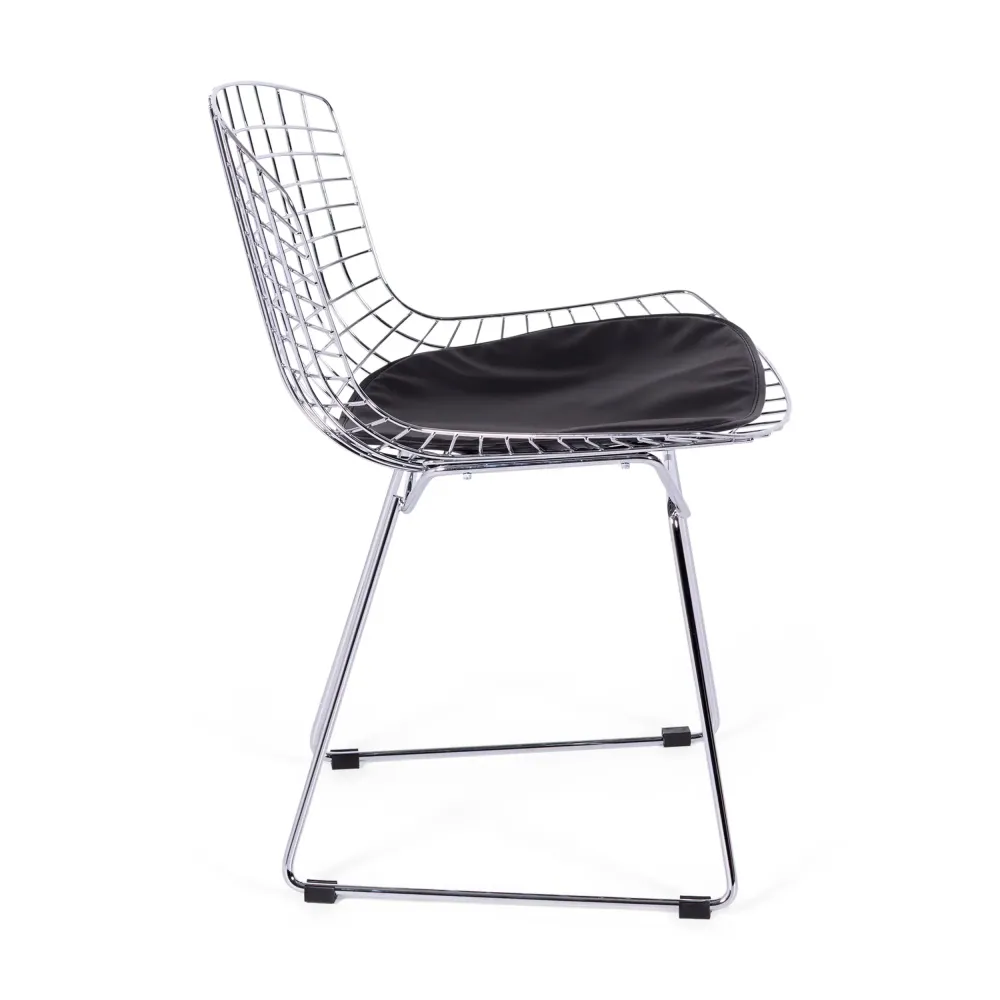 Replica della sedia Bertoia "High Quality" in acciaio cromato del famoso designer Hans J. Wegner