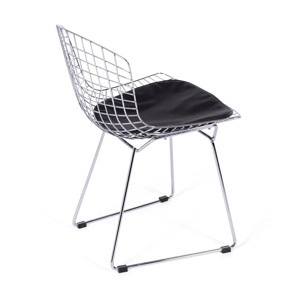 Replica della sedia Bertoia "High Quality" in acciaio cromato del famoso designer Hans J. Wegner