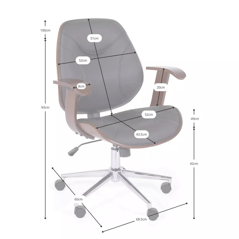 Sedia da ufficio Cambridge in legno-Sedie in similpelle-Mobilie design