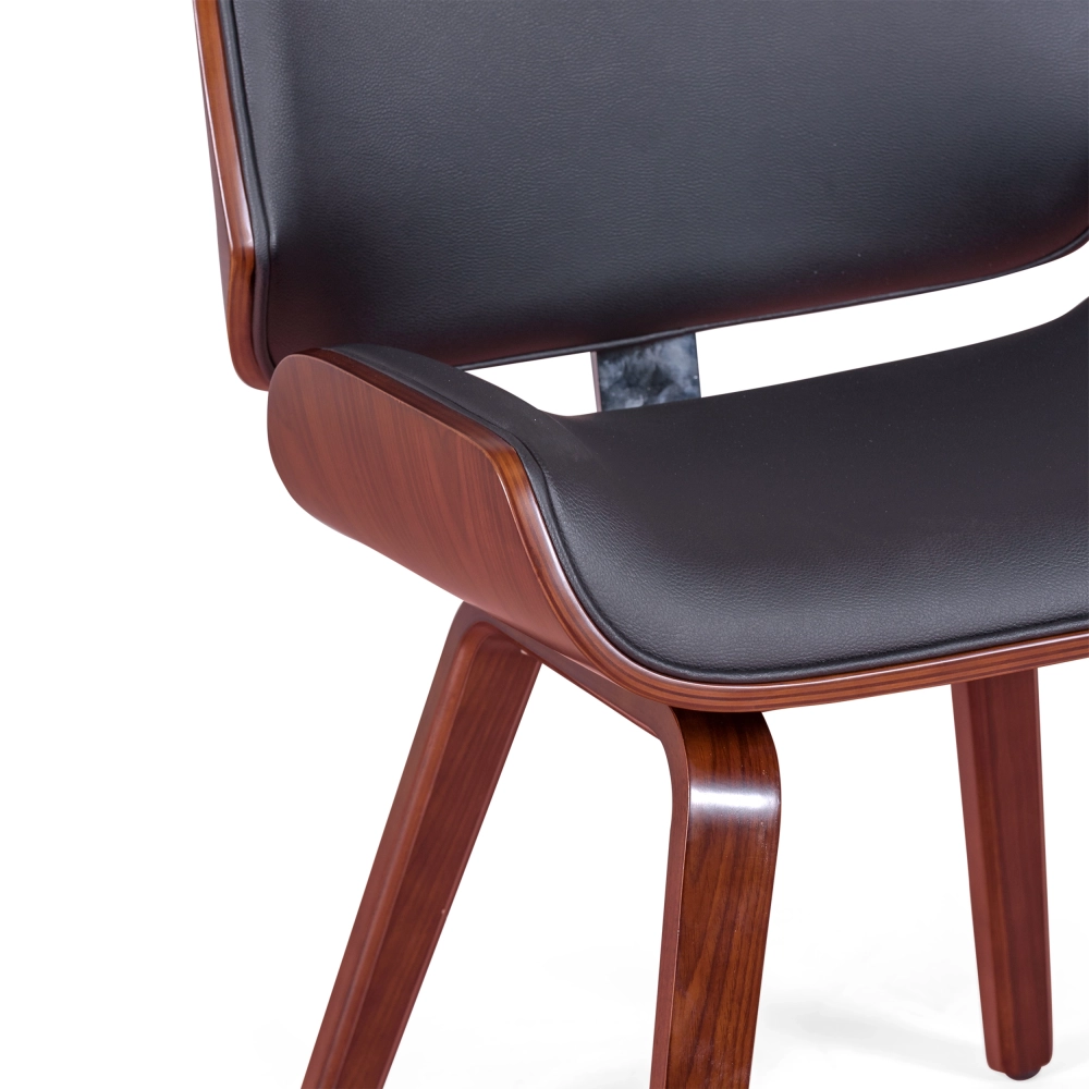 Sedia Nordic in noce e similpelle nera | Elegante design scandinavo
