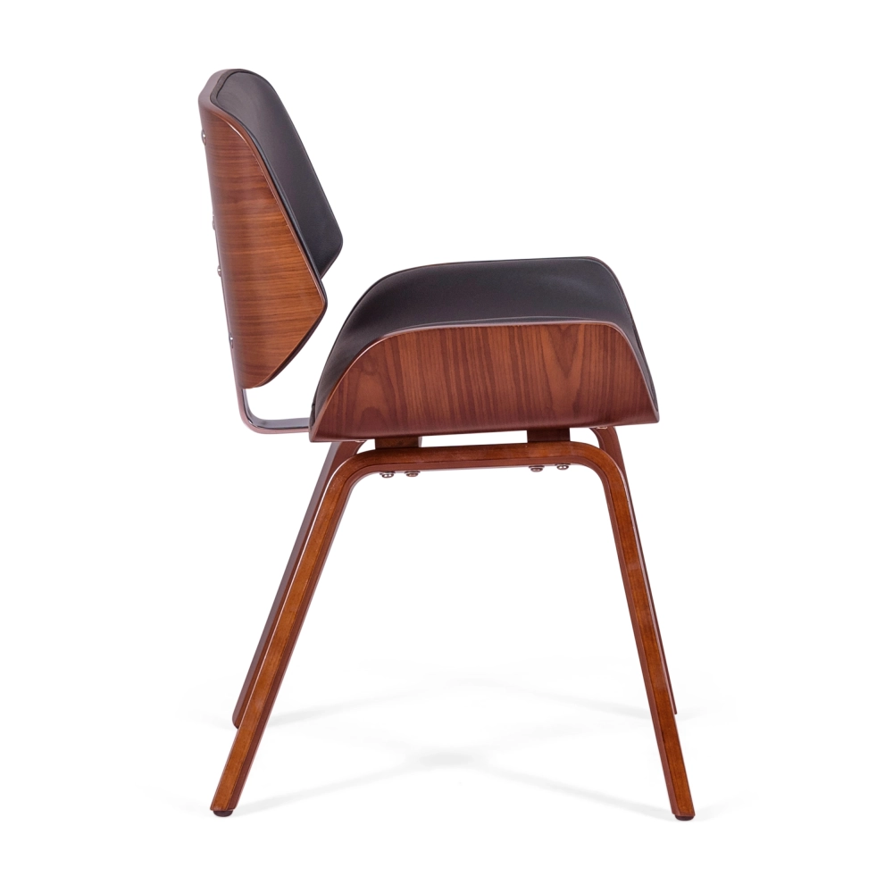 Sedia Nordic in noce e similpelle nera | Elegante design scandinavo