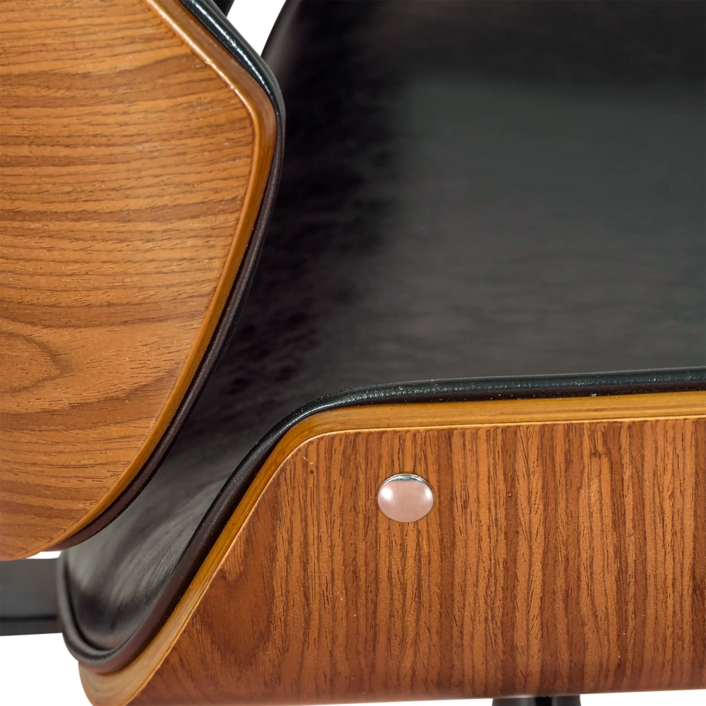 Sedia da ufficio retrò Nordic in legno di noce ed ecopelle | Stile scandinavo