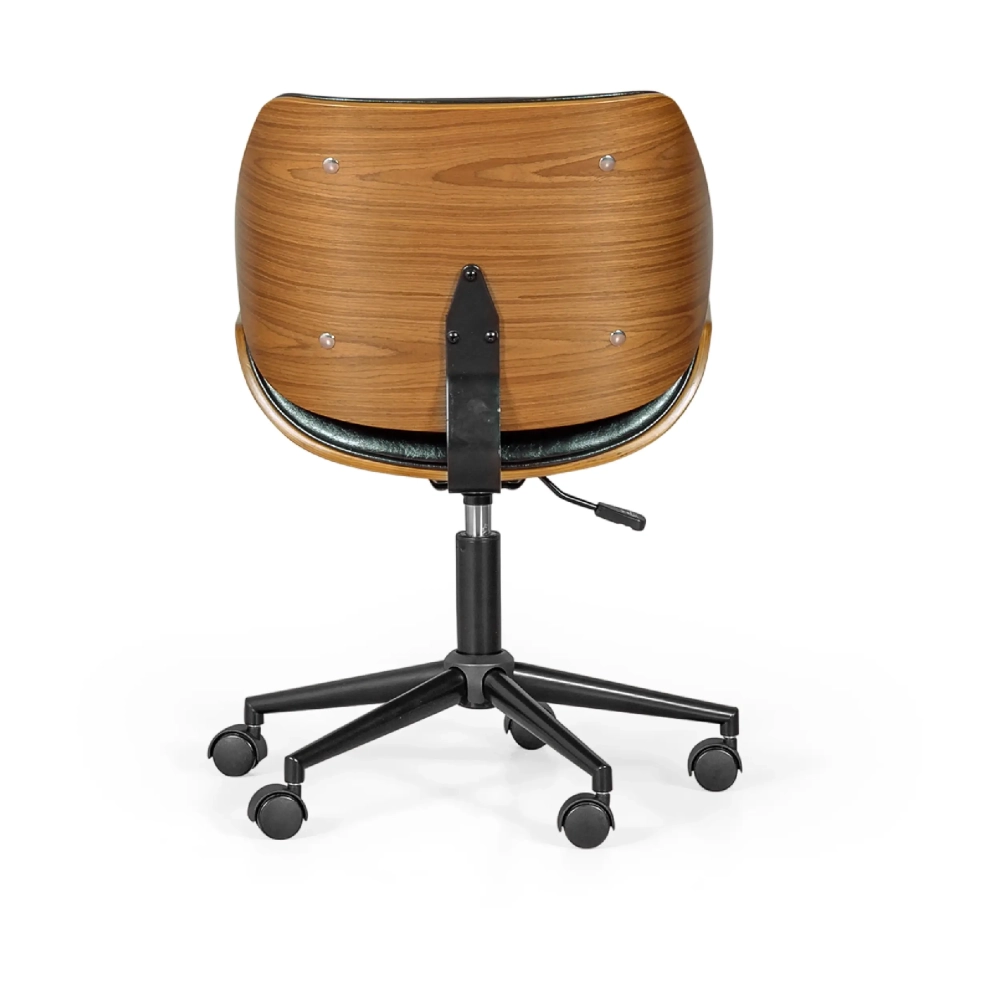 Sedia da ufficio retrò Nordic in legno di noce ed ecopelle | Stile scandinavo