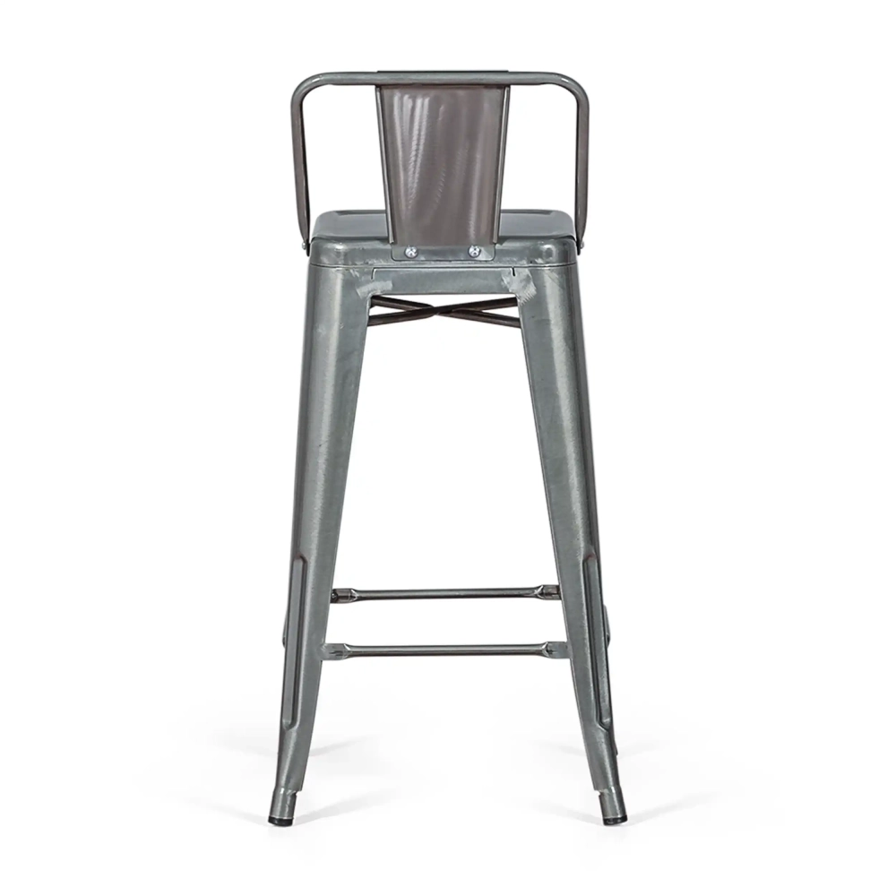 Replica dello sgabello in metallo con schienale basso Tolix in 66 centimetri, ispirato al design di Xavier Pauchard