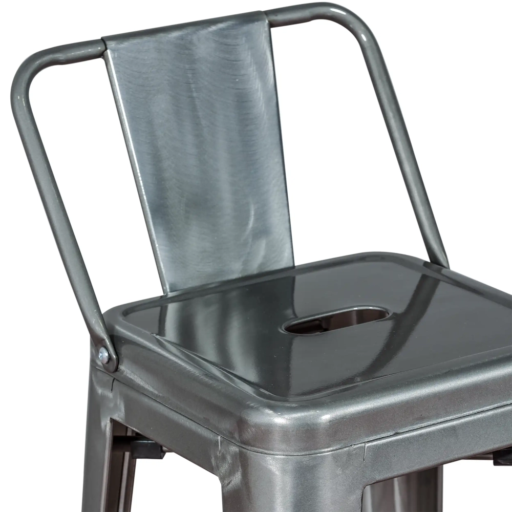 Replica dello sgabello in metallo con schienale basso Tolix in 66 centimetri, ispirato al design di Xavier Pauchard