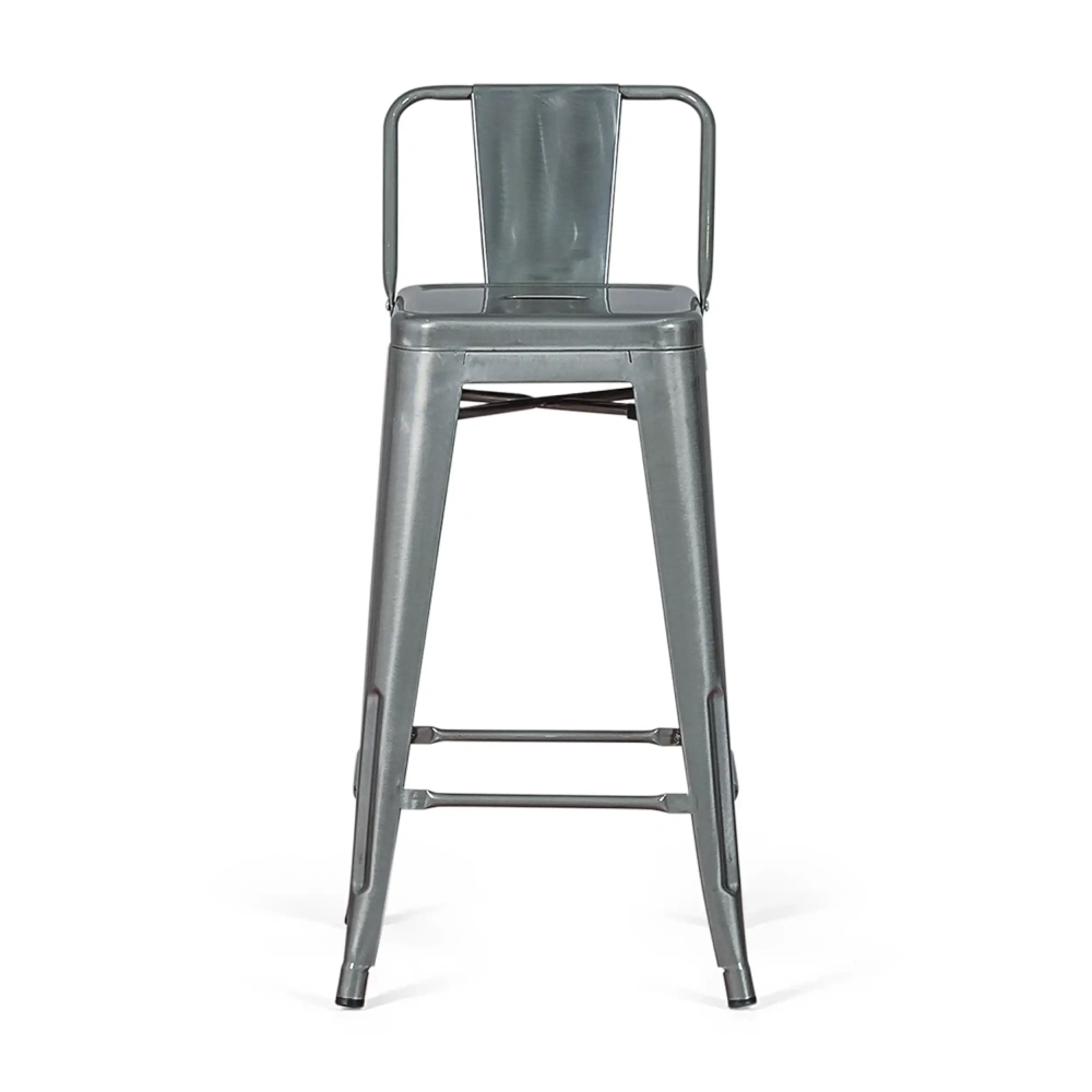 Replica dello sgabello in metallo con schienale basso Tolix in 66 centimetri, ispirato al design di Xavier Pauchard