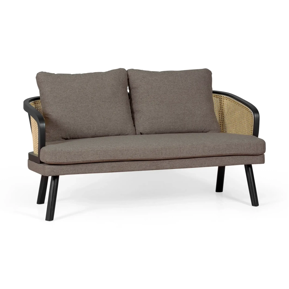 Divano a 2 posti Leeds in rattan naturale e stile vintage Scandinavo