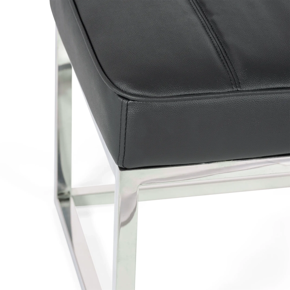 Panchina di design Praga in acciaio cromato e similpelle | Stile moderno