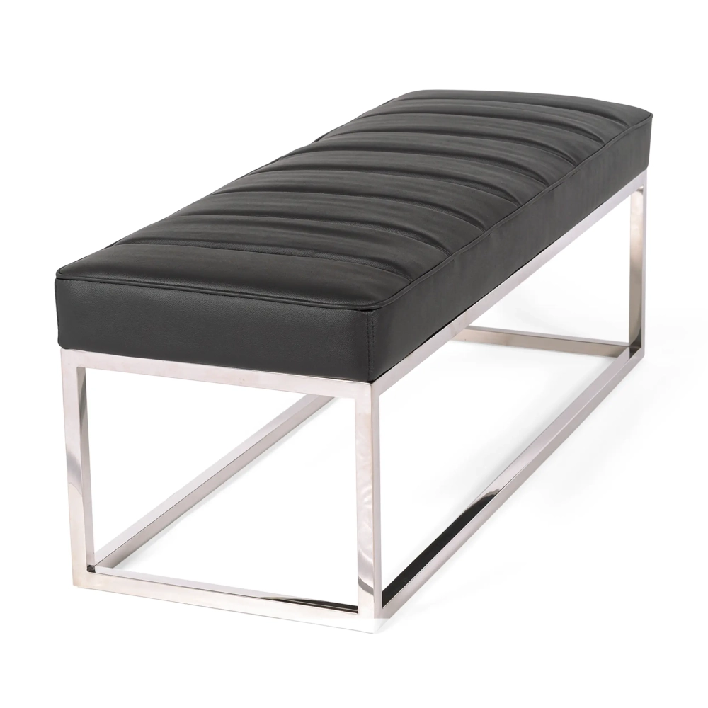 Panchina di design Praga in acciaio cromato e similpelle | Stile moderno
