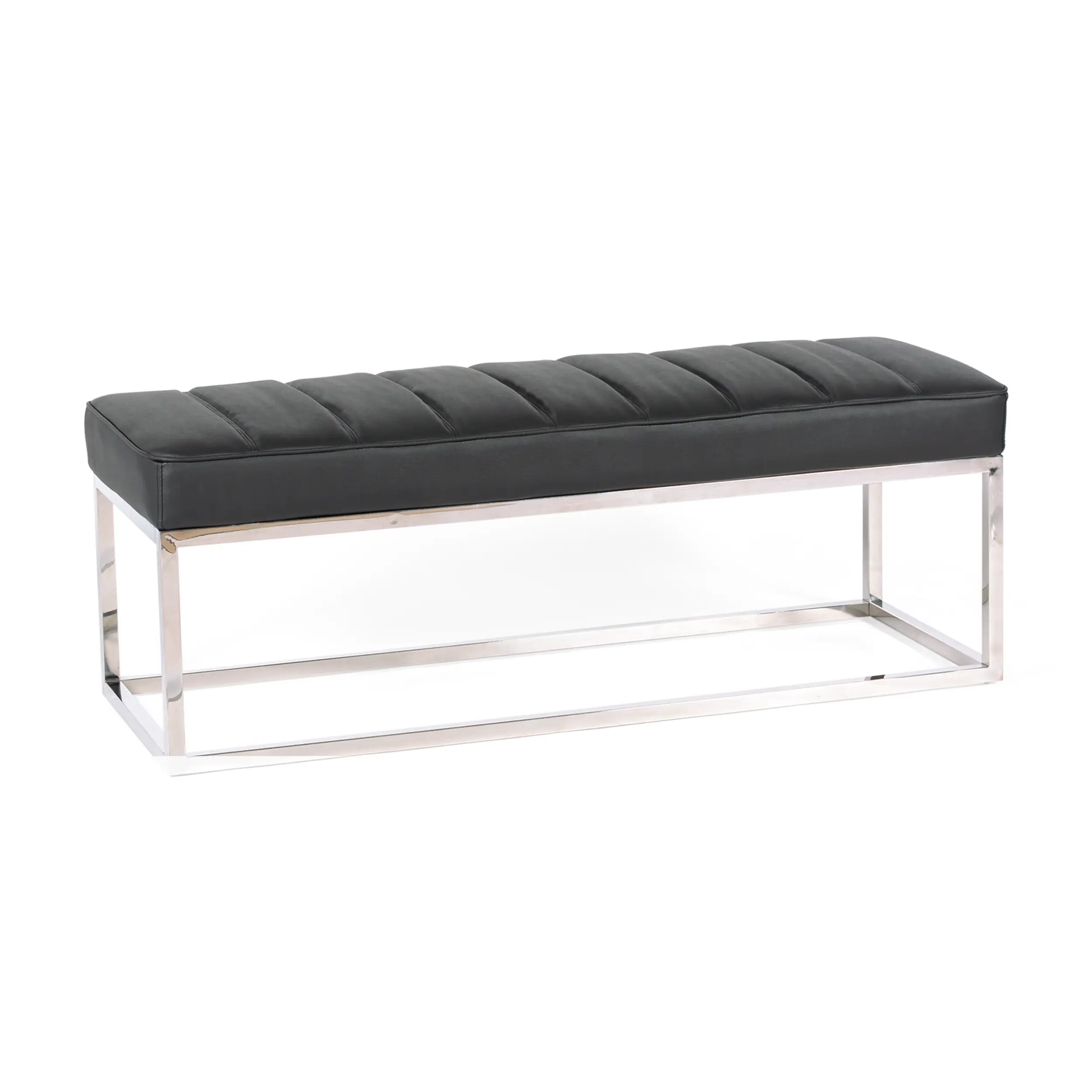 Panchina di design Praga in acciaio cromato e similpelle | Stile moderno Panchina di design Praga in acciaio cromato e similpelle | Stile moderno