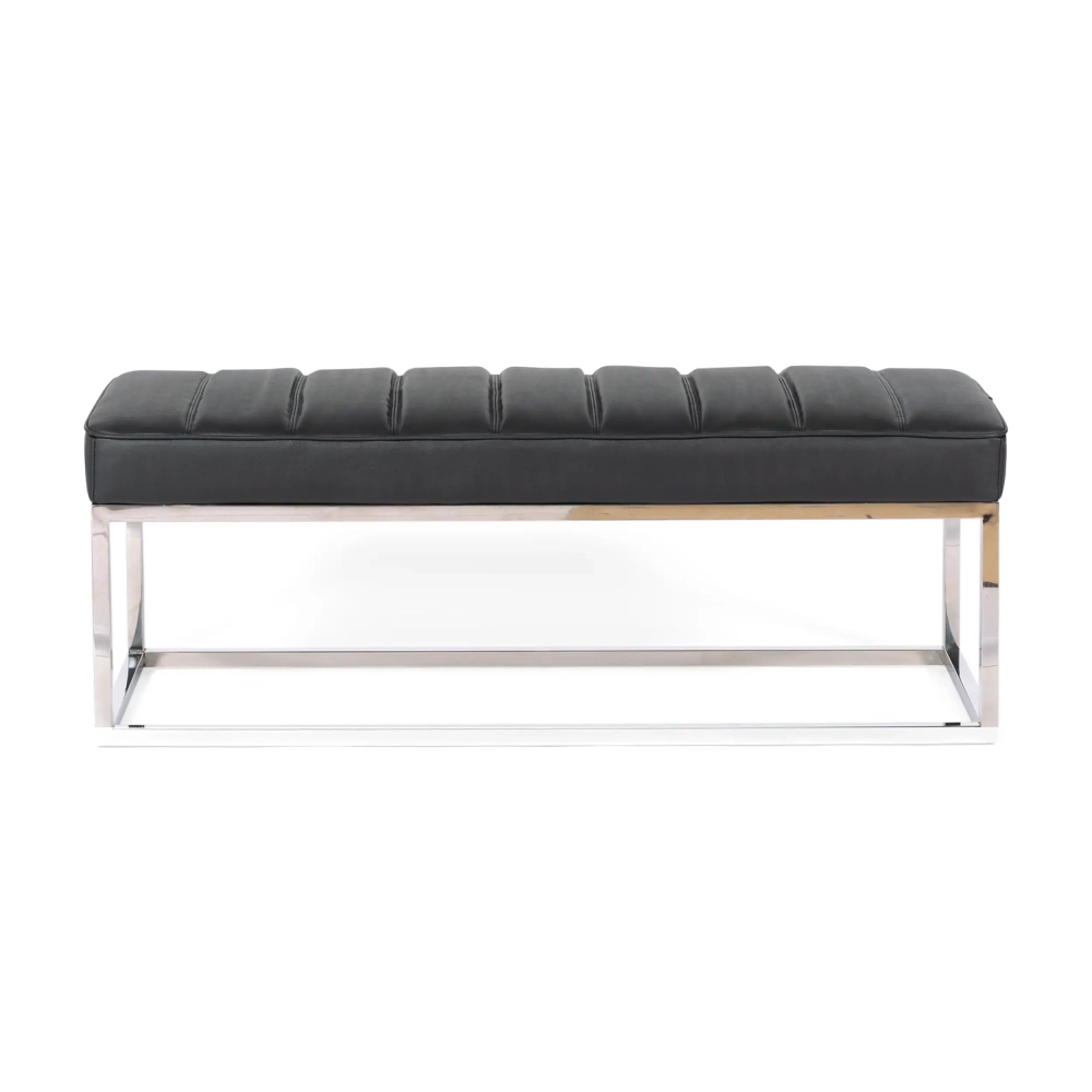 Panchina di design Praga in acciaio cromato e similpelle | Stile moderno