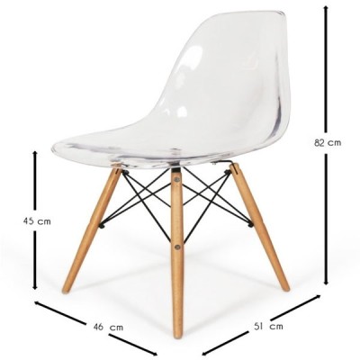 Sedia Eames Wood Trasparente