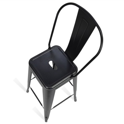 Metal industrial stool Bistro Style with backrest