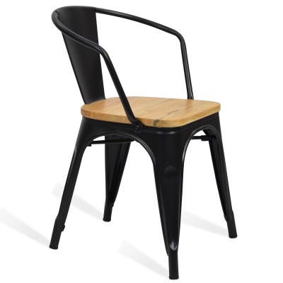 Silla de Metal Bistro Arms Wood