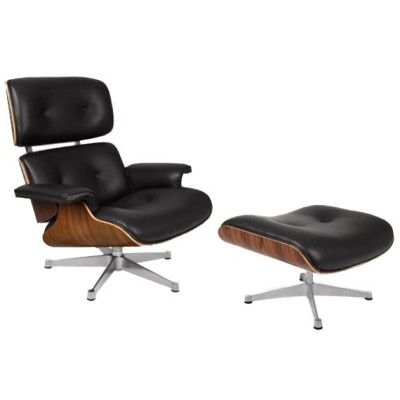 Charles & Ray Eames Replica Eames Lounge -tuoli kromijalalla