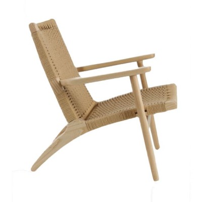 Réplique du fauteuil scandinave Lounge CH25 en bois de frêne