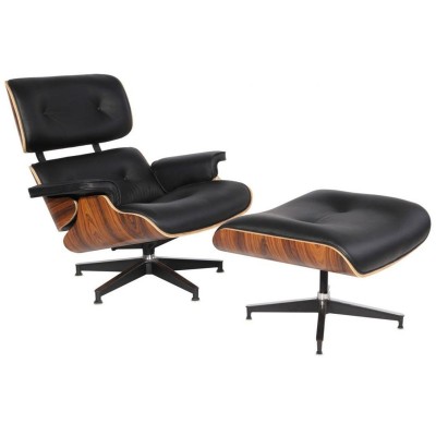 Réplica del sillón Eames Lounge en cuero sintético de Charles & Ray