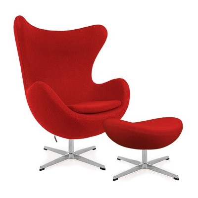 Réplique de la chaise Egg avec repose-pieds du designer Arne Jacobsen