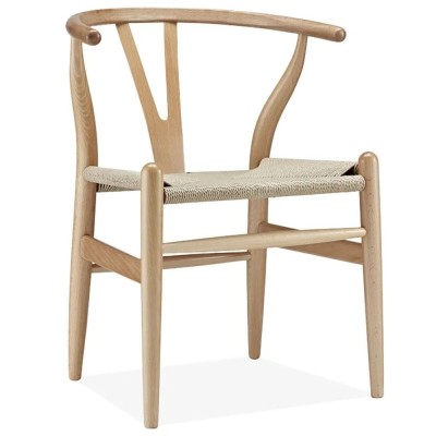 Réplica de la silla escandinava Wishbone CH24 de alta gamma en madera de haya