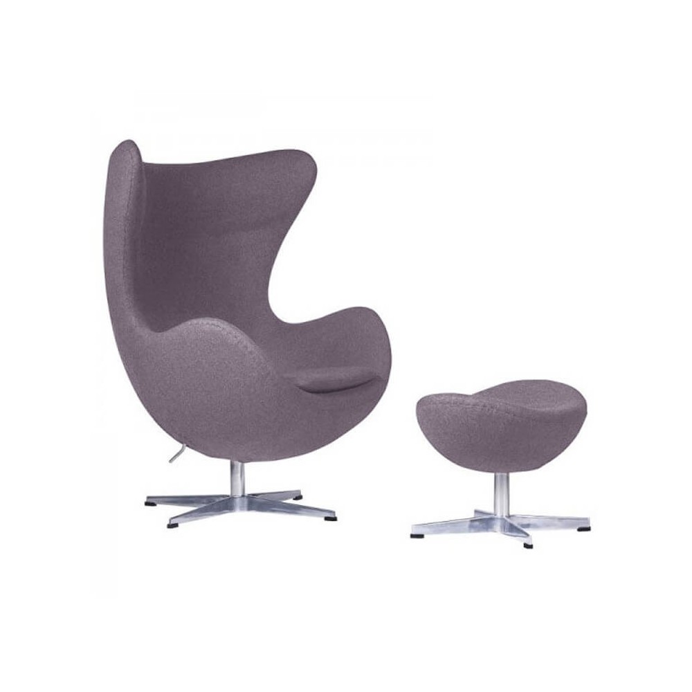 Réplique de la chaise Egg avec repose-pieds du designer Arne Jacobsen