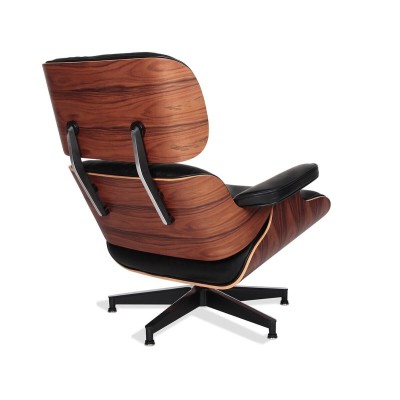 Poltrona Replica Eames Lounge Chair versione premium in pelle anilina e legno di palissandro di Charles & Ray Eames