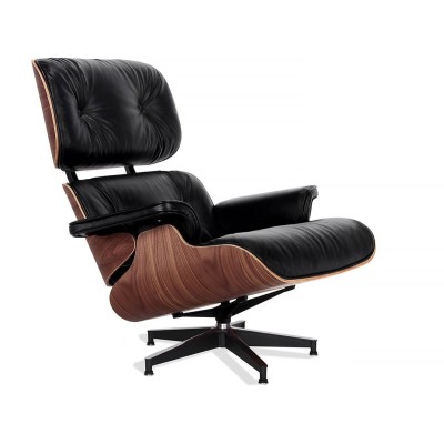 Replica Eames Lounge Chair Premium -versio aniliininahasta ja pähkinäpuusta