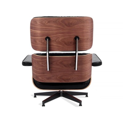 Replica Eames Lounge Chair versione premium in pelle anilina e legno di noce