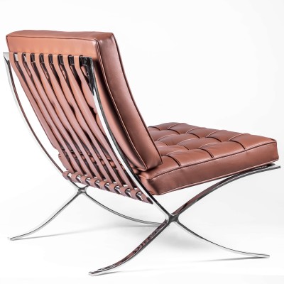 Réplique chaise Barcelona en cuir cognac.