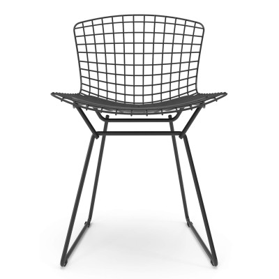 Replica Bertoia metal chair in black steel in industrial style of the famous designer Hans J. Wegner