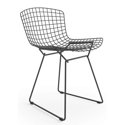 Replica Bertoia metal chair in black steel in industrial style of the famous designer Hans J. Wegner