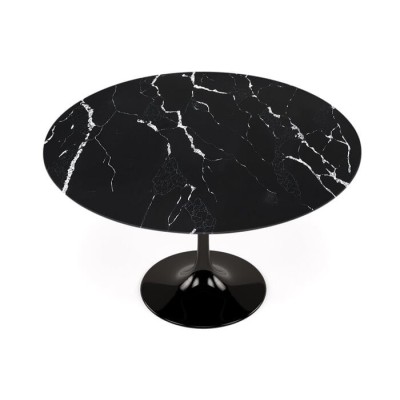 Table de salle à manger réplique tulipe 120 cm en marbre Marquina