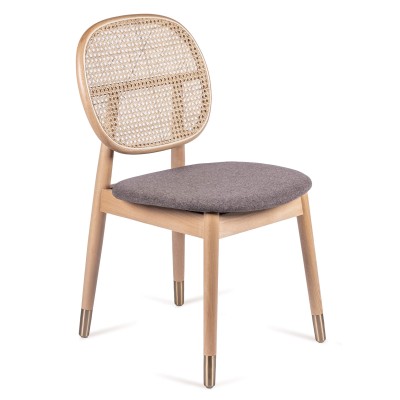 Marsh stoel in natuurlijke rotan en katoenen kussen vintage stijl