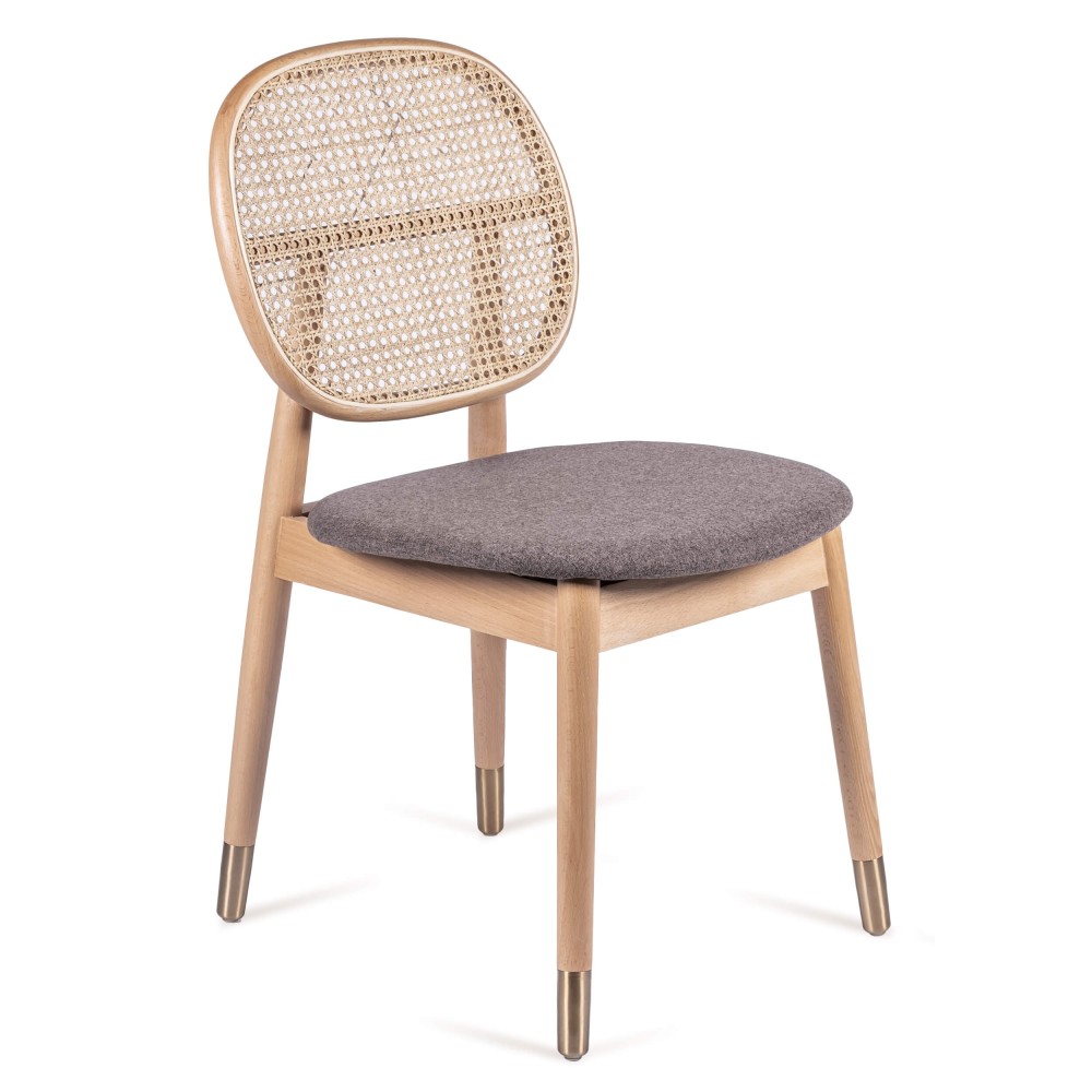 Marsh Chair in Natural Rattan and Cotton Cushion Vintage Style