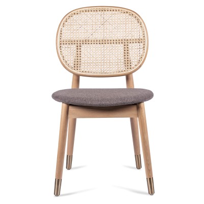 Sedia Marsh in Rattan Naturale e Cuscino in Cotone Stile Vintage