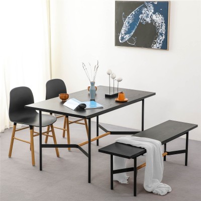 Table à Manger Rectangulaire Blackstorm 140x80cm en Bois de Chêne