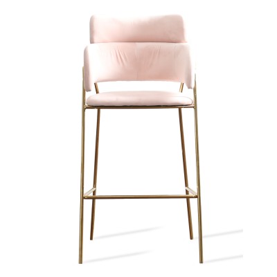 High Upholstered Stool with Golden Legs