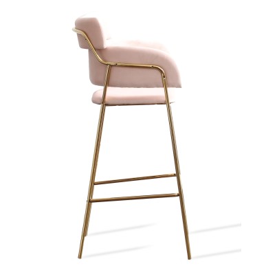 High Upholstered Stool with Golden Legs