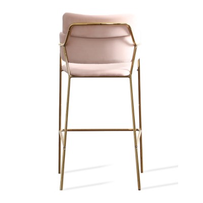 High Upholstered Stool with Golden Legs