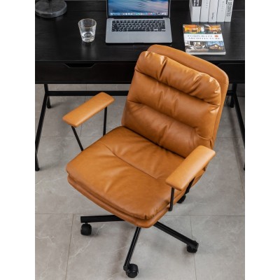 Office Chair Upholstered In Brown Faux Leather