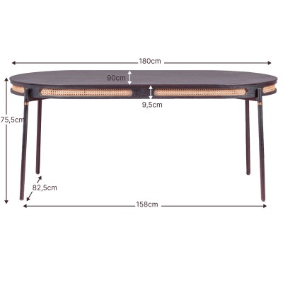 Glorious dining table 180cm in natural rattan