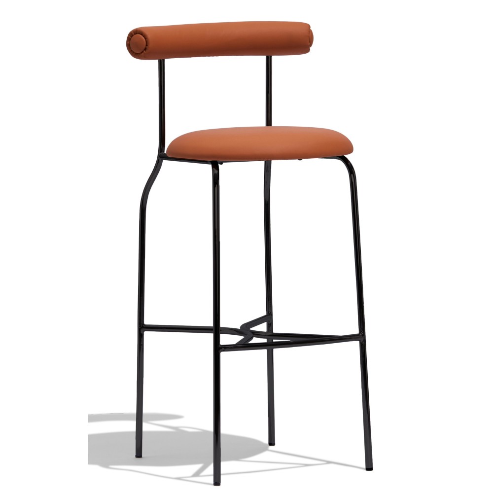 Tabouret industriel Elbow rembourré en simili cuir