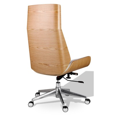 Nordic Highback office chair in walnut wood with leatherette cushion