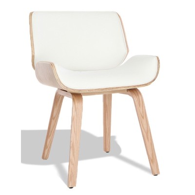 Nordic Plywood chair with leatherette cushion in maple wood