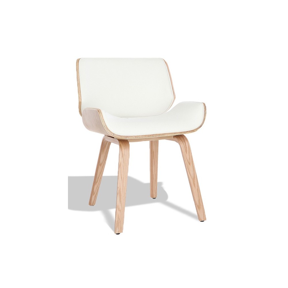 Nordic Plywood chair with leatherette cushion in maple wood