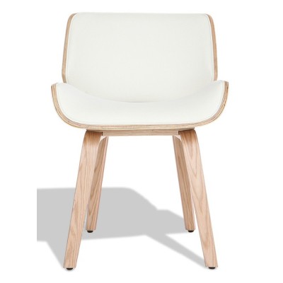 Nordic Plywood chair with leatherette cushion in maple wood