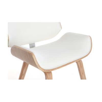 Chaise Nordic Plywood avec coussin en similicuir en bois d'érable