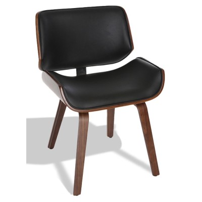 Nordic Plywood chair with leatherette cushion and walnut wood