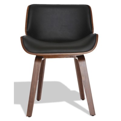 Nordic Plywood chair with leatherette cushion and walnut wood