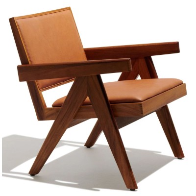 Confort Compass lounge chair in teak wood and Italian leather